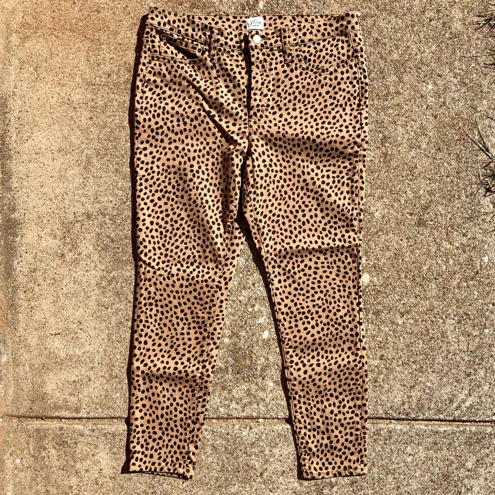 J Crew 9” Toothpick Leopard Print Jeans
